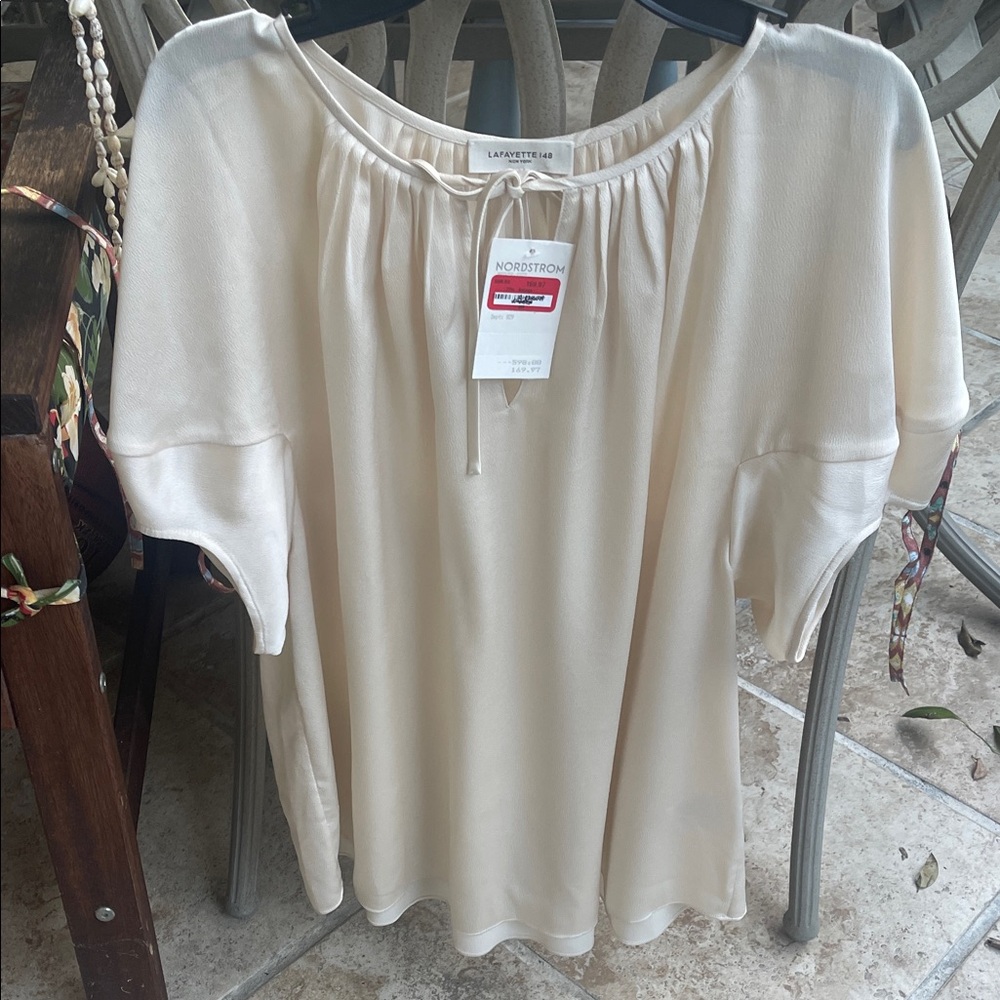 Lafayette 148 New York Elegant Beige Blouse